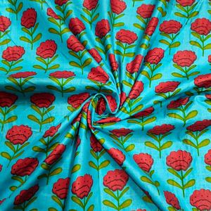 Custom Organic Carded Block Printed Cambric Fabric Lightweight Indian Handmade Cotton Home Decor Curtain Garment Material Girls - Product Image 3