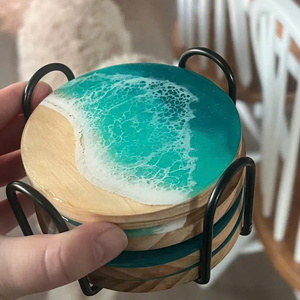 Cá Nhân Thủ Công Mỹ Nghệ Nhựa Gỗ Đế Lót Ly Phong Cách Đại Dương Cảnh Bãi Biển Khắc Ủng Hộ Đám Cưới Cá Nhân Quà Lưu Niệm Và Quà Tặng - Product Image 1