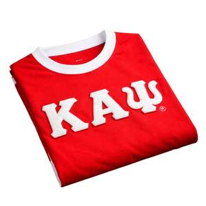 T-shirt en chenille rouge et blanc ΚΑΨ Kappa Alpha Psi, taille réelle, coton premium, broderie, vêtements de fraternité grecque - Product Image 6