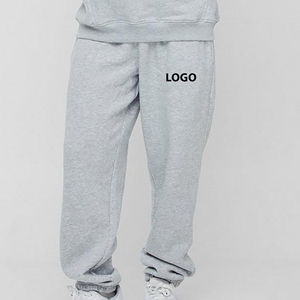 Pantalones de chándal de gran tamaño Unisex de algodón pesado OEM para hombre, pantalones estampados de Color sólido, joggers lavados personalizados de pierna ancha - Product Image 4