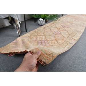 Tapis turc vintage 24ft X 11.4ft tapis en laine tissée plate beige et orange avec support en latex pour les décorations de salon - Product Image 3