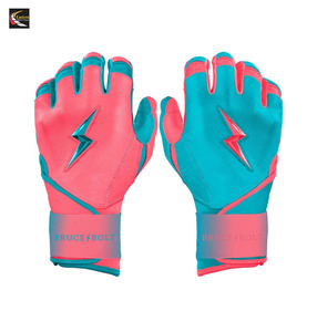 Guantes de Bateo de Béisbol Profesionales Bruce Bolt de Alta Calidad, Puños Largos, Cuero Dividido Premium, Antideslizantes, Logotipo y Diseño Personalizados - Product Image 1