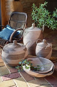 Collection woven Bolga <b>basket</b> Customized Natural Seagrass Hyacinth Round Laundry Storage <b>Basket</b> Organizer with lid handles - Product Image 5