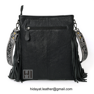 Bolso de Mano de Cuero Vacuno Hecho a Mano de Lujo con Correa Decorada - Product Image 4