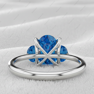 Anillos de Compromiso Solitario de Plata de Ley 925 con Diamantes Cultivados en Laboratorio con Corte de Nube Azul de Fantasía Navideña Originales, Certificados por GIA IGI, VVS VS - Product Image 3