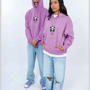 Sudadera con capucha Hip-Hop de alta calidad Custom 320 GSM Pearl Velvet Oversized Logo Printed Men's Hoodie - Product Image 2