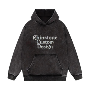 Sudadera con Capucha Vintage Personalizable para Hombre, 100% Algodón, Corte Regular, Felpa de Alta Calidad, Transpirable, Diseño con Pedrería - Product Image 1