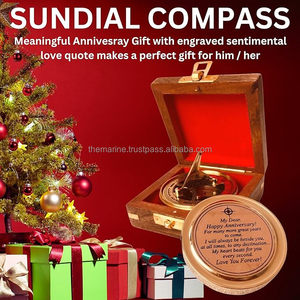 Wholesale Manufacturer Engraved Nautical Brass Sundial Compass Perfect Guide Camping Hiking <b>Presented</b> Wooden <b>Box</b> Gift Husband - Product Image 5