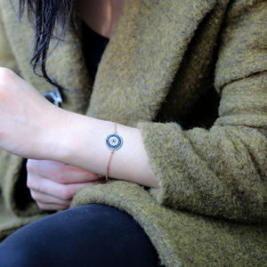 Pulsera de plata de ley 925 con diseño de ojo turco, forma redonda, hecha a mano, joyería de piedra mixta - Product Image 2