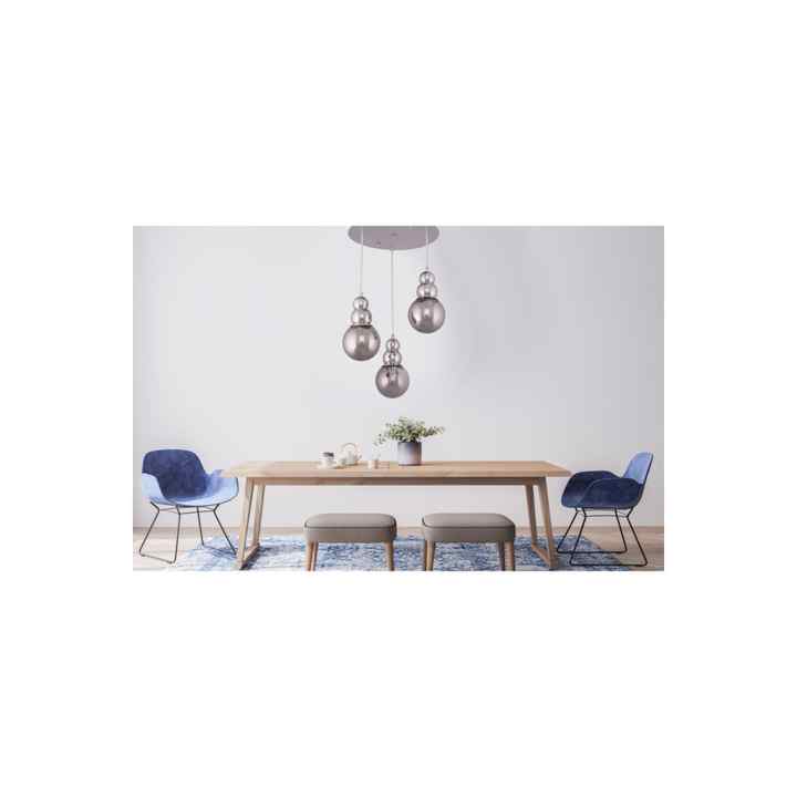 Set of 3 Ball Smoked Glass Silver (Chrome) Pendant Lamp Çakır Chandelier