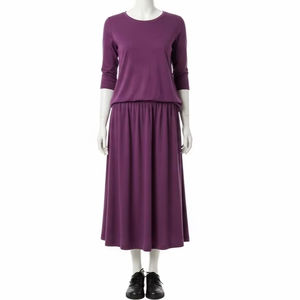 Ensemble de jupe en coton biologique uni et écologique, doux et respirant, 2 pièces, tenue décontractée pour femme, vêtements pour tous les jours, automne - Product Image 3