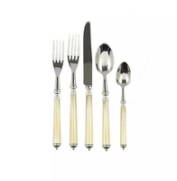 Ensemble de couverts de luxe en argent, 5 pièces, en acier inoxydable, avec poignée sculptée en os, fournisseur de couverts