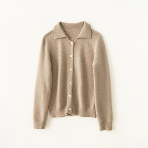 Venta al por mayor de alta calidad Otoño Invierno manga larga color sólido material de algodón tejido cárdigan mujeres suéteres OEM personalizado - Product Image 4