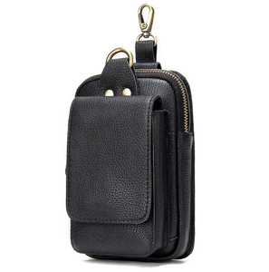 Sac banane vintage en cuir véritable, pochette rétro à bandoulière avec fermeture éclair pour usage quotidien en extérieur - Product Image 1