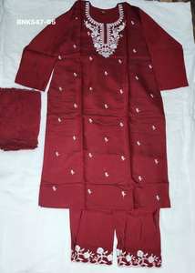 Vêtements ethniques en soie romaine avec broderie de sequins, pantalon, kurti et dupatta, achat en ligne en Inde, approvisionnement en gros d'usine - Product Image 5