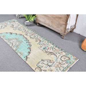 Alfombra turca vintage azul y beige-2,6x8 pies - Product Image 5