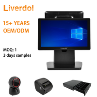 Système de point de vente (PDV) pour supermarché avec écran tactile capacitif de 15,6 pouces, machine de caisse Windows POS, support de bureau