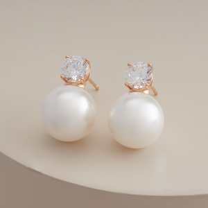 92.5 <b>Silver</b> <b>Stud</b> <b>Earrings</b> Ball Shape for Wedding-188338 - Product Image 2