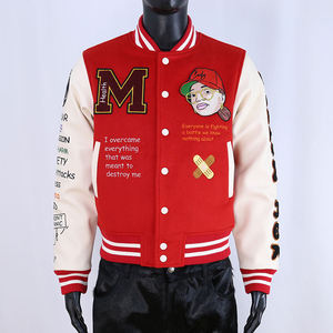 แจ็คเก็ตวาร์ซิตี้ผู้ชายสไตล์สตรีทแวร์สุดฮิต ดีไซน์เท่ห์ แต่งแพทช์ ขนสัตว์ คุณภาพสูง แฟชั่น ปักลายเชนิลล์ สำหรับฤดูหนาว - Product Image 1