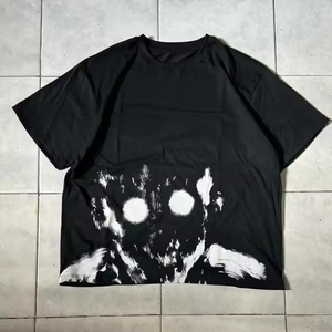 เสื้อยืดผ้าฝ้ายพิมพ์ลายไหล่300gsm คอกลมสีดำล้วนขนาด100นิ้วเสื้อยืดพิมพ์ลายวินเทจบ็อกซี่ฟิต - Product Image 4