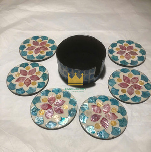 Vietnam Manufacturer's Mats & <b>Pads</b> Unique Mother of Pearl Coasters Set Mosaic Drink Coaster for <b>Coffee</b> Cup Low Price - Product Image 2