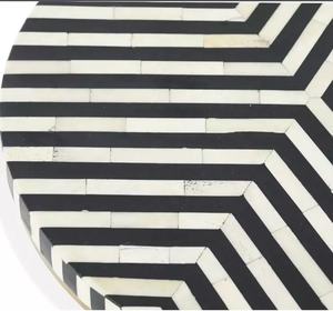 Mesa de centro con incrustaciones de hueso con Base anidada de metal, juego de mesa redonda hecha a mano para sala de estar y decoración interior de lujo - Product Image 3