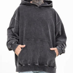 Sudadera Vintage Personalizada con Capucha Patrón Sólido Lavado con Ácido Lavado de Piedra de Invierno Detalle de Cremallera Precio Al por Mayor Sólido - Product Image 4