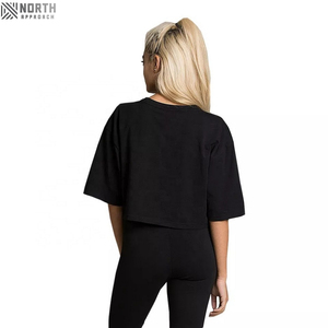 Haut court pour femme, décontracté, uni, sexy, manches courtes, en coton/bambou, tissu polaire, coupe régulière, vêtements de sport de haute qualité - Product Image 6