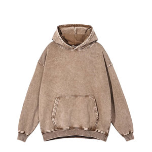 High Quality Custom <b>Oversized</b> Long Sleeve Pullover Acid Wash <b>Hoodie</b> Men Washed <b>Black</b> Vintage Faded Distress basics <b>Hoodie</b> - Product Image 1