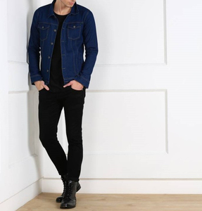 Chaqueta vaquera azul oscuro ajustada de calidad superior para hombre, prendas de vestir exteriores informales con estilo, chaqueta vaquera cómoda para uso diario para hombre - Product Image 5