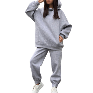 Personalizado de alta calidad de invierno gimnasio Fitness Jogger chándal de dos piezas con capucha pantalones de chándal logotipo personalizado liso teñido Casual invierno - Product Image 3