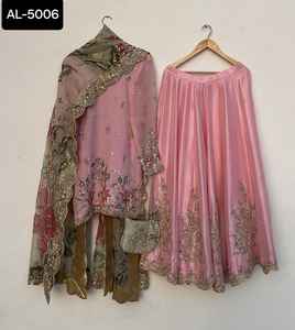 Most Beautiful <b>Women</b> Wear Heavy Pakistani Style Gharara Salwar Suit with Embroidery Work Chinon Dupatta Set <b>for</b> Wedding Wear - Product Image 5