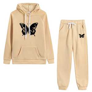 เสื้อกันหนาวมีฮู้ดสำหรับผู้หญิง, เสื้อลำลองผ้าฝ้ายปักลายผีเสื้อเสื้อใส่ได้ทุกวันดีไซน์ชุดวอร์ม - Product Image 6