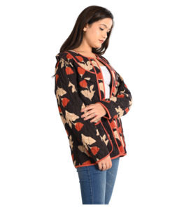 Chaqueta de algodón reversible para invierno, abrigos acolchados de algodón, chaqueta vintage hecha a mano, chaqueta con estampado de flores - Product Image 2