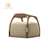 Fauteuil d'appoint en bois massif pour salon, fauteuil lounge moderne en cuir noir, aucun avis pour le moment