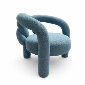 Fauteuil <span class=keywords><strong>de</strong></span> bar et <span class=keywords><strong>de</strong></span> salon contemporain haut <span class=keywords><strong>de</strong></span> gamme en bouclette, tressé à la main, durable, écologique, design minimaliste pour la maison et les mariages - Product Image 3