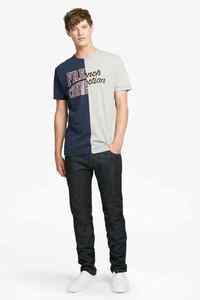 Camiseta personalizada con cuello redondo, Media manga, bloque de color, camiseta de dos tonos, camisetas divididas con logotipo bordado - Product Image 2