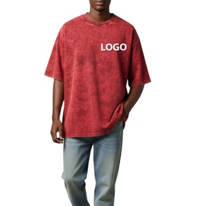 Camiseta Oversize Roja Lavada Personalizada para Hombre, Estilo Urbano, Alta Calidad, Hecha a Medida, 100% Algodón, 220 GSM, Ligera, Lavada con Piedras - Product Image 1