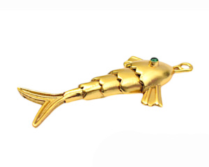 Pierre précieuse de zircone cubique verte avec plaqué or 18 carats fait à la main nouveau cadeau de mode de conception pour son pendentif de poisson flexible - Product Image 4