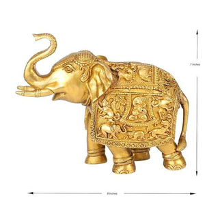 Éléphant en laiton jaune fabriqué à la main populaire pour Vastu et Feng Shui idéal pour la décoration intérieure et les cadeaux disponibles pour l'exportation - Product Image 3