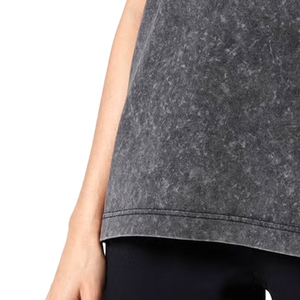 Camiseta de Algodón Grueso para Mujer, Estilo Desgastado, Impresión Personalizada, Corte Regular, Negra, Camiseta Vintage Personalizada para Mujer, Talla OEM - Product Image 6