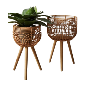 Maceta de flores para decoración del hogar, macetas decorativas para interiores y exteriores, soporte de Metal de hierro, maceta tejida de mimbre para jardín, balcón - Product Image 2