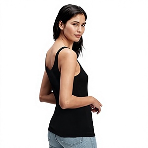 เสื้อกล้ามผ้าฝ้ายสีขาวสำหรับผู้หญิงไซส์ใหญ่ คอกลม ลำลอง ผ้าเจอร์ซีย์สีพื้น เสื้อฤดูร้อน ความยาวปกติ - Product Image 4