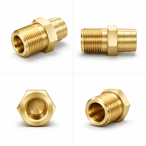 LONGXIN Raccord à visser en laiton BSPT R1/2-14 mâle, bouchon hexagonal 22 mm L52 mm pour conduite de vapeur JTSP-12PM - Product Image 2