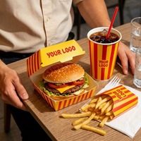 Boîte à frites personnalisée en papier, support pour frites, emballage pour chips, snacks, restauration rapide