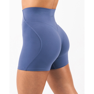 Shorts de cycliste bleus taille haute pour femmes, shorts extensibles pour modeler le corps, vêtements de sport pour l'entraînement - Product Image 3