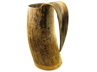 Chope à bière en corne de Viking naturelle de haute qualité, finition artisanale, écologique, style nordique, pour bière et miad, compatible micro-ondes