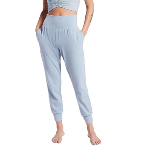 Bamboo Knit High Waist Pant Breathable Soft Fabric Heather Rib Joggers Clothing Workout Yoga Gym <b>Legging</b> - Product Image 3