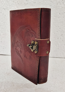 Classic Handmade Vintage Single Embossed Flying Dragon Leather <b>A5</b> Journal Single Dragon Strap Closure Notebook and Thread Sewing - Product Image 5