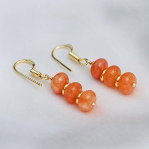 Handmade Carnelian Birthstone Dangle <b>Earrings</b> with Gold Spacer Beads & Silver Plated Hook <b>Drop</b> <b>Earrings</b> - Product Image 3